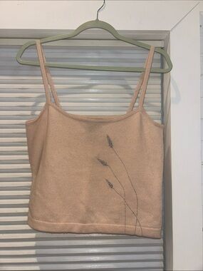 Vintage Y2K BCBG Max Azria Collection 100% Cashmere Cami Beaded Wheat L
